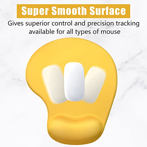 Hsurbtra Ergonomic Mouse Pad with Wrist Rest Support, Gel Mouse Pads with Non-Slip PU Base, Pain Relief Memory Foam Computer Mat, Cute Office Supplies Desk Decro Accessories, Apricot Yellow - Image 4