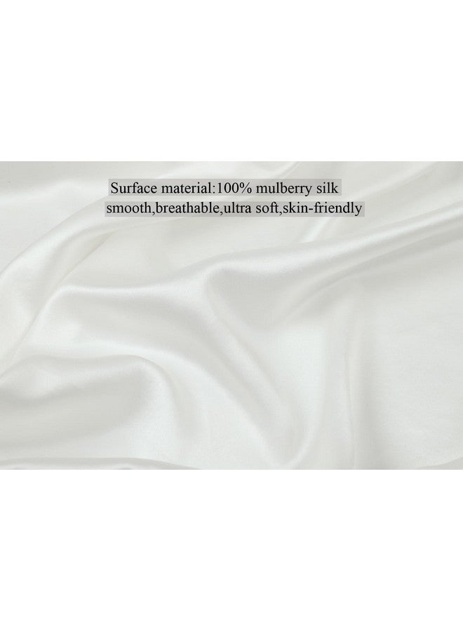 Knlpruhk Silk Fitted Crib Sheet 28" x 52" Surface (100% Pure Mulberry Silk) - 9" Deep Pocket (Satin) for Baby Hair 19 Momme 6A High Grade Fibers Ultra Soft Smooth Breathable White - Image 2