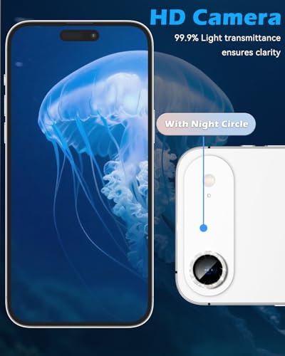 CloudValley for iPhone Air Camera Lens Protector Bling, 【Glitter Decoration】 Ultra-HD Tempered Glass Cover, Metal Lens Screen Protective Ring Accessories, Easy Installation, Glitter Silver - Image 4