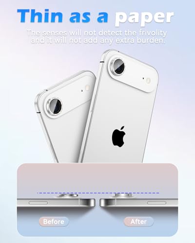CloudValley for iPhone Air Camera Lens Protector Bling, 【Glitter Decoration】 Ultra-HD Tempered Glass Cover, Metal Lens Screen Protective Ring Accessories, Easy Installation, Glitter Silver - Image 5