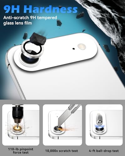 CloudValley for iPhone Air Camera Lens Protector Bling, 【Glitter Decoration】 Ultra-HD Tempered Glass Cover, Metal Lens Screen Protective Ring Accessories, Easy Installation, Glitter Silver - Image 3