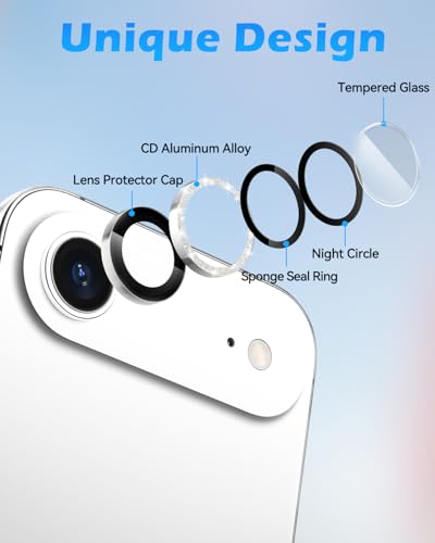 CloudValley for iPhone Air Camera Lens Protector Bling, 【Glitter Decoration】 Ultra-HD Tempered Glass Cover, Metal Lens Screen Protective Ring Accessories, Easy Installation, Glitter Silver - Image 2