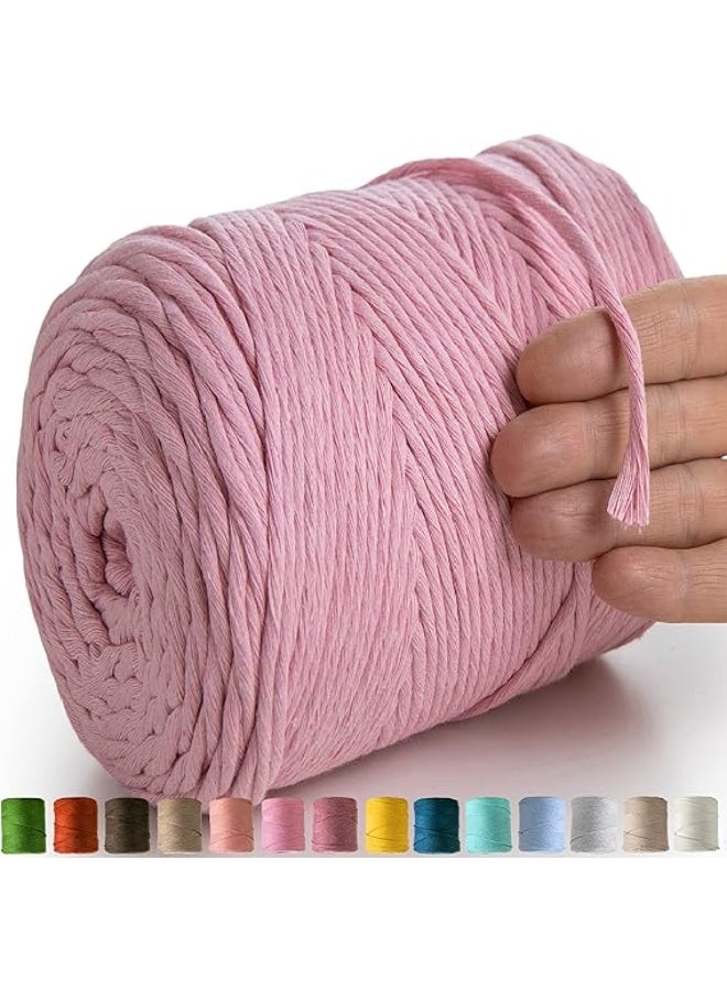 Pink Macrame Cord - 4mm Cotton/Viscose Blend, 225m, Soft, Non-Fraying, Oeko-Tex Certified