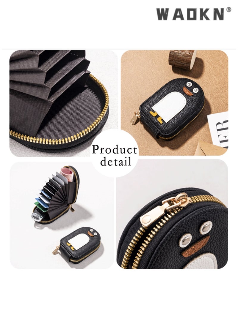 WAOKN Penguin style folding card holder, fashionable portable card, ID card, coin wallet, durable, safe, fashionable, and practical small wallet storage with multiple pockets, organized - Image 2