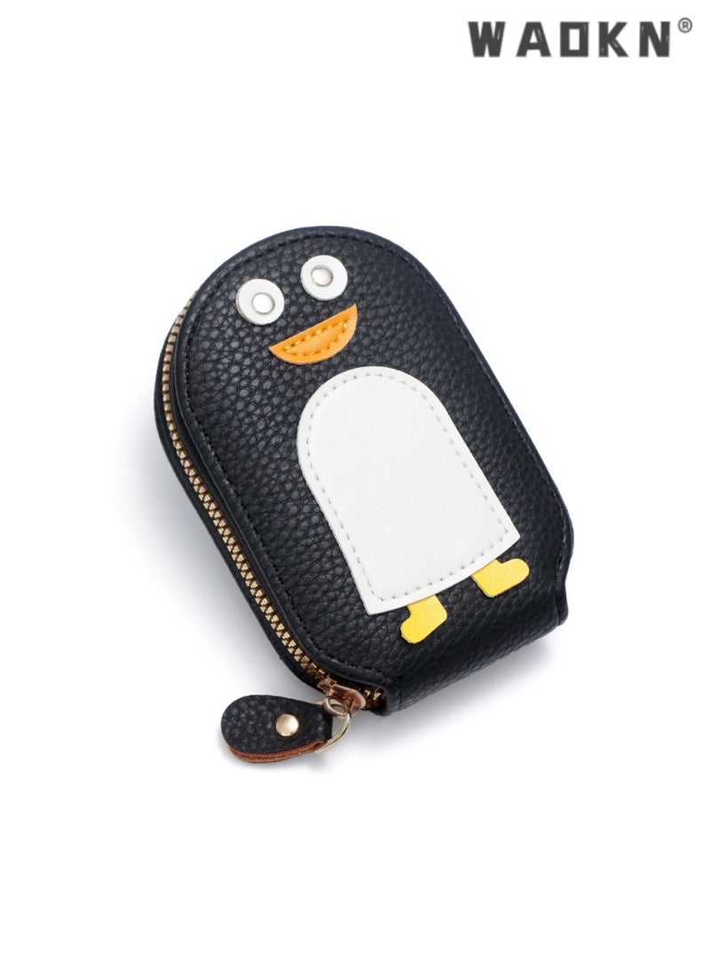 WAOKN Penguin style folding card holder, fashionable portable card, ID card, coin wallet, durable, safe, fashionable, and practical small wallet storage with multiple pockets, organized - Image 1