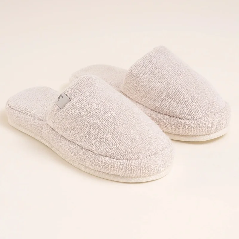 Penelope 100% Cotton Towel Slippers 38-39 Stone Color - Noa Series