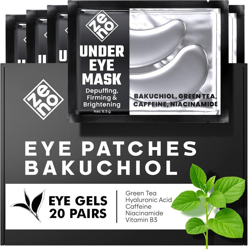 Bakuchiol Under Eye Gel Patches for Men Skincare Under Eye Patches for Dark Circles and Puffiness Anti Aging Hydrogel Pads with Bakuchiol Caffeine Niacinamide Hyaluronic Acid Skin care for Men