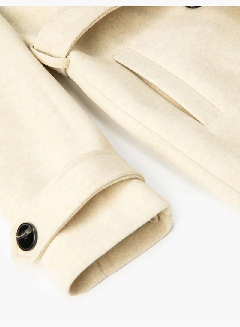 KOTON Pocket Detail Buttoned Belted Long Coat