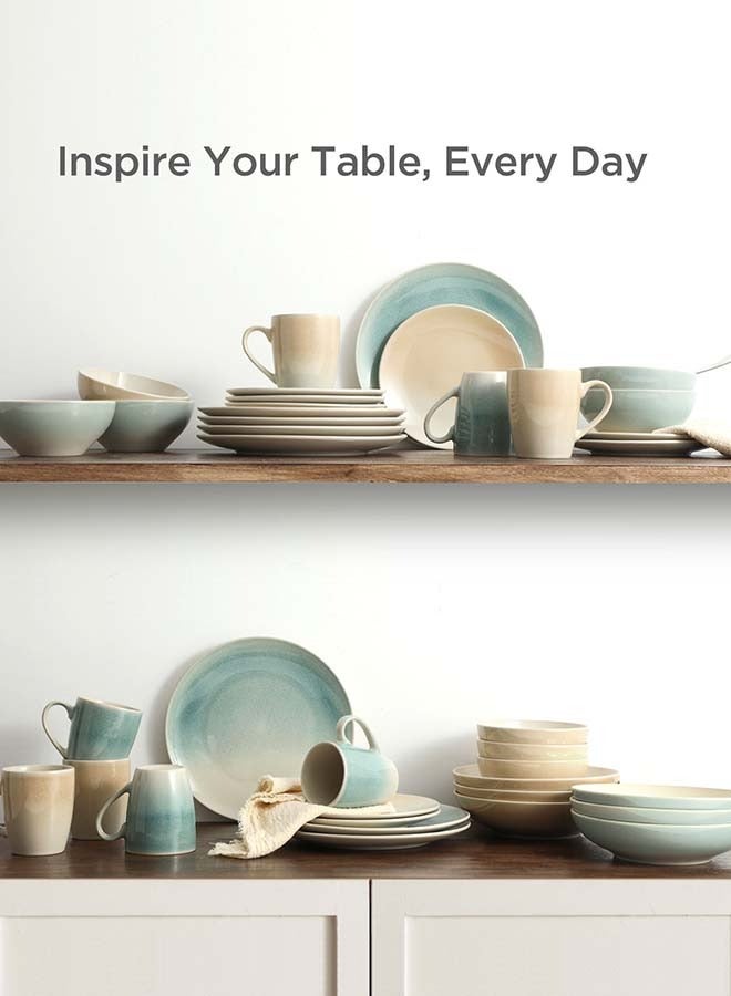 Famiware Glacier 24 Piece Reactive Glaze Dinnerware Set, Set for 8, Scratch Resistant, Microwave & Dishwasher Safe, Honey Beige - Image 5