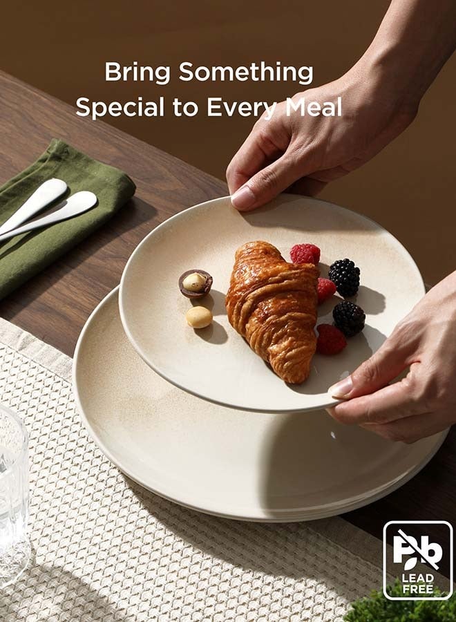 Famiware Glacier 24 Piece Reactive Glaze Dinnerware Set, Set for 8, Scratch Resistant, Microwave & Dishwasher Safe, Honey Beige - Image 3