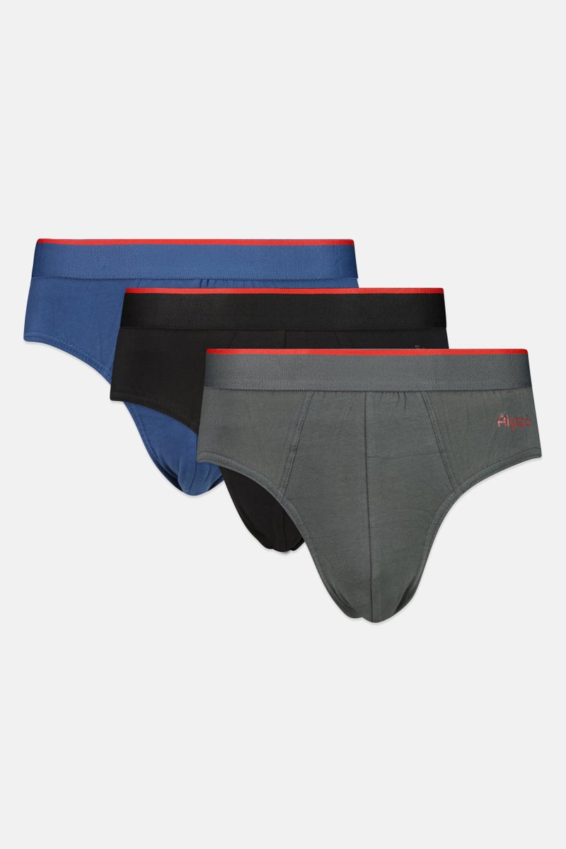 Algspar Men 3 Pieces Plain Briefs, Multicolor - Image 1