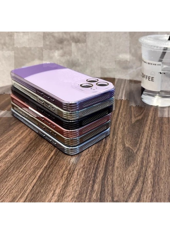 ماركة غير محددة - غطاء جلدي سادة لهاتف Iphone16promax مع إطار تبريد مطلي بالكهرباء لهاتف Iphone15 غطاء حماية شامل - اللون: Shuangpin [Yadan Black] نمط جلدي مقاوم للسقوط من الجانب وتبديد الحرارة - الموديل المطبق: لهاتف Iphone14promax - Image 1