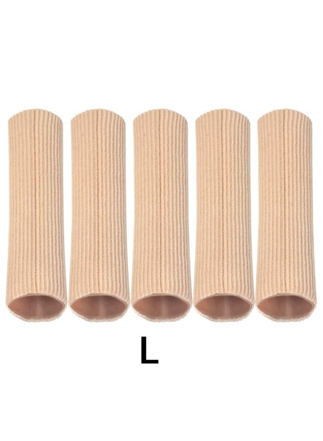 SUNSAR Freely cuttable toe tube sleeve 5-pack (size L) made of silicone-lined elastic fabric. Toe sleeve protector splint relieves pressure on the toes - Image 1