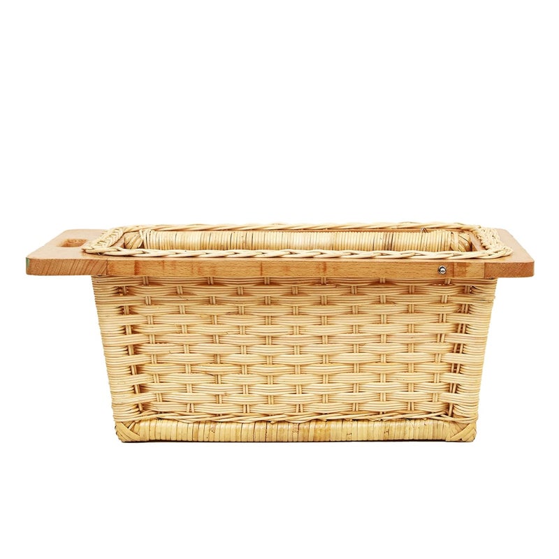 AKWAY Beechwood Wicker Basket With Partition Countertop For Modular Kitchen|Pull-Out Shelves For Onion,Potato(16.5 W(414Mm)X 20 L X 8H,Beige) Rectangular - Image 5