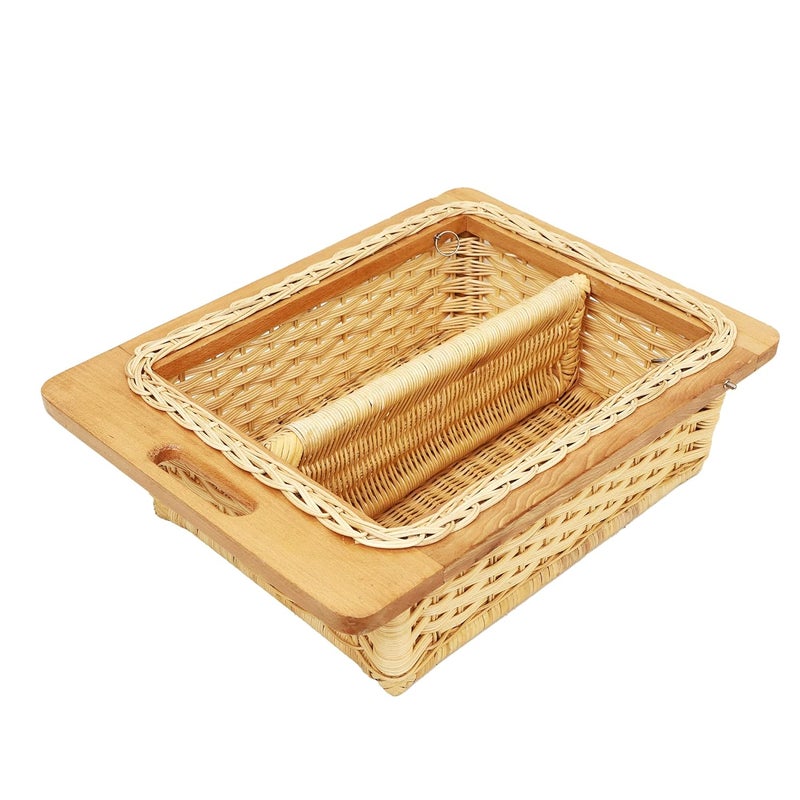 AKWAY Beechwood Wicker Basket With Partition Countertop For Modular Kitchen|Pull-Out Shelves For Onion,Potato(16.5 W(414Mm)X 20 L X 8H,Beige) Rectangular - Image 4