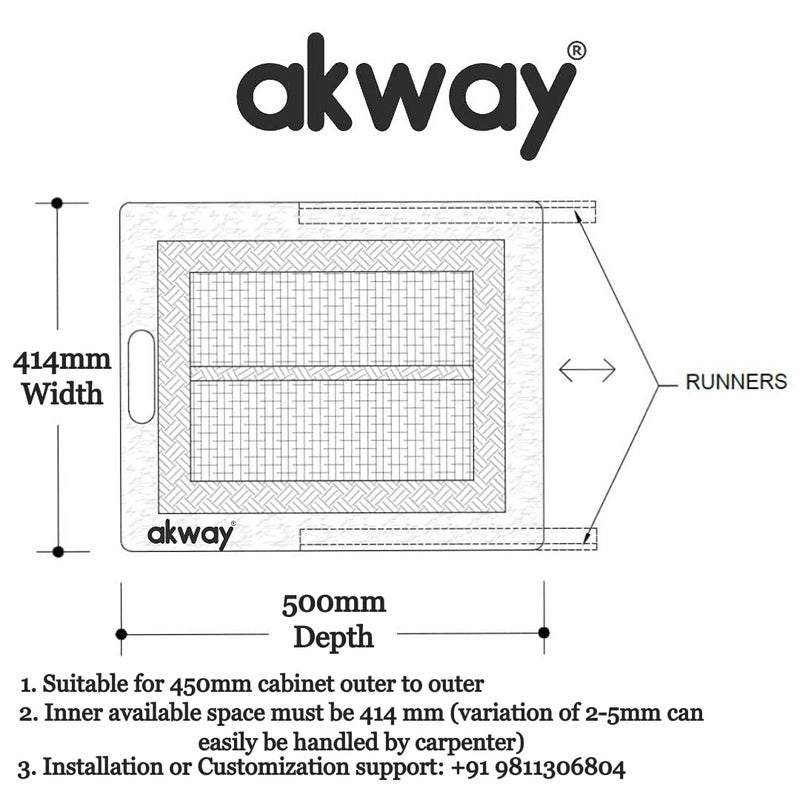 AKWAY Beechwood Wicker Basket With Partition Countertop For Modular Kitchen|Pull-Out Shelves For Onion,Potato(16.5 W(414Mm)X 20 L X 8H,Beige) Rectangular - Image 3
