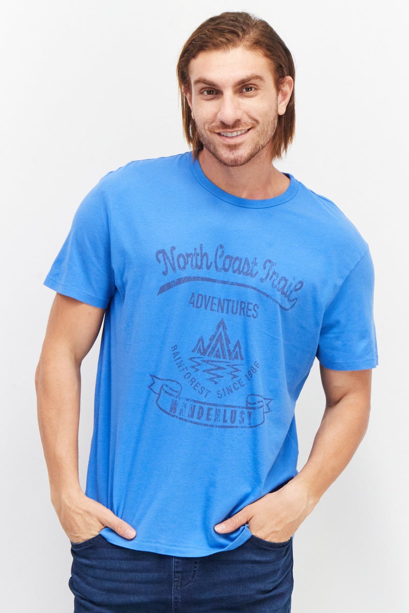 Rainforest Men Crew Neck Short Sleeve Graphic T-Shirt, Blue - Image 1