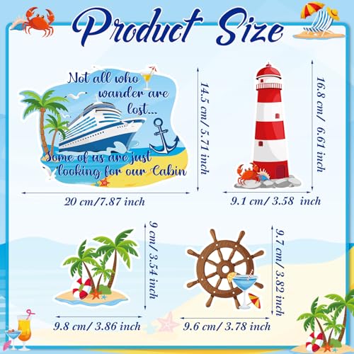 Anglechic 16 Pieces Summer Cruise Door Decorations Magnetic Holiday Fridge Magnets Summer Tropical Magnetic Decals for Hawaiian Aloha Luau Tiki Theme Party Cruise Door Car Decorations Supplies - Image 2