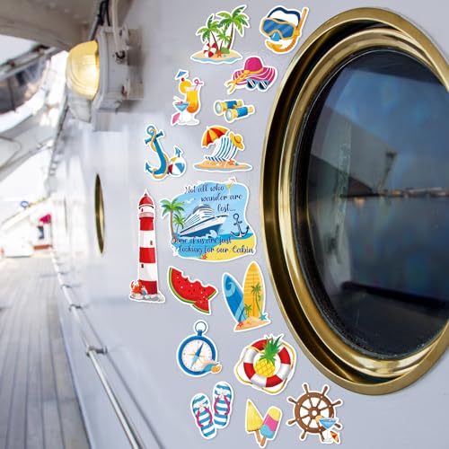 Anglechic 16 Pieces Summer Cruise Door Decorations Magnetic Holiday Fridge Magnets Summer Tropical Magnetic Decals for Hawaiian Aloha Luau Tiki Theme Party Cruise Door Car Decorations Supplies - Image 5