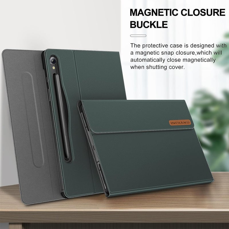 INFILAND Case for Samsung Galaxy Tab S10 Lite/10 FE/ S9 FE 5G 10.9 Inch/Tab S9 11 Inch, Ultra Slim Multi-Angle Cover with S Pen Holder [Auto Wake/Sleep],Midnight Green - Image 3