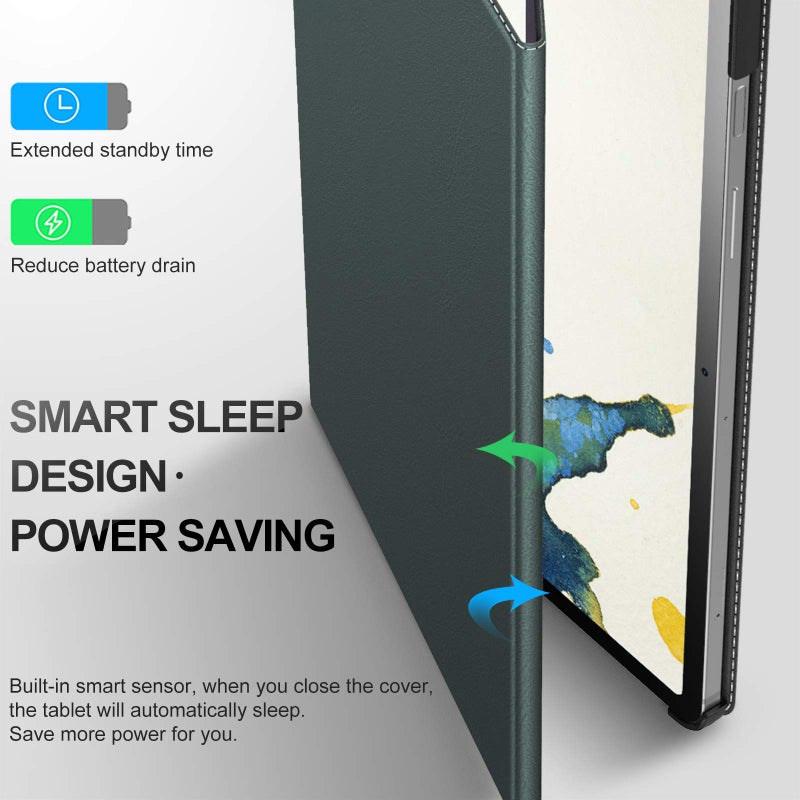 INFILAND Case for Samsung Galaxy Tab S10 Lite/10 FE/ S9 FE 5G 10.9 Inch/Tab S9 11 Inch, Ultra Slim Multi-Angle Cover with S Pen Holder [Auto Wake/Sleep],Midnight Green - Image 5