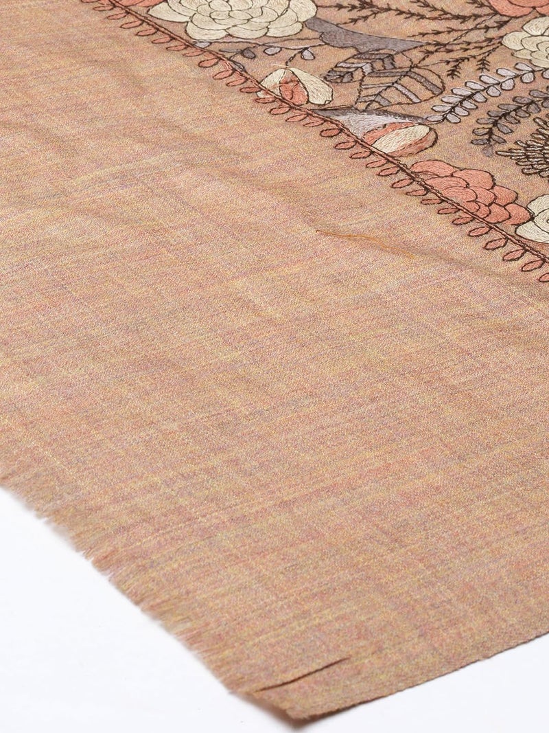 Pashmoda Women Bahaar Pure Wool Aari Embroidered Shawl (Size : 101X203 CM) - Image 4