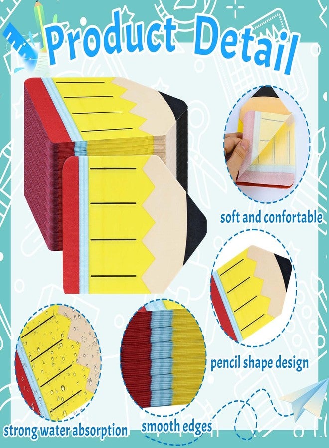 Jeyeou 100 PCS Pencil Shaped Paper Napkins Welcome Back to School Yellow Guest Napkins School Season Disposable Paper Hand Towels for First Day of School Party Supplies Teacher Classroom Table Decoration - Image 3