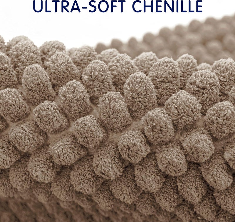 subrtex Bathroom Rugs Chenille Bath Rug Soft Short Plush Bath Mat Soft Shower Mat Water Absorbent Shower Mat Quick Dry Machine Washable(Taupe Brown,16" x 24") - Image 4