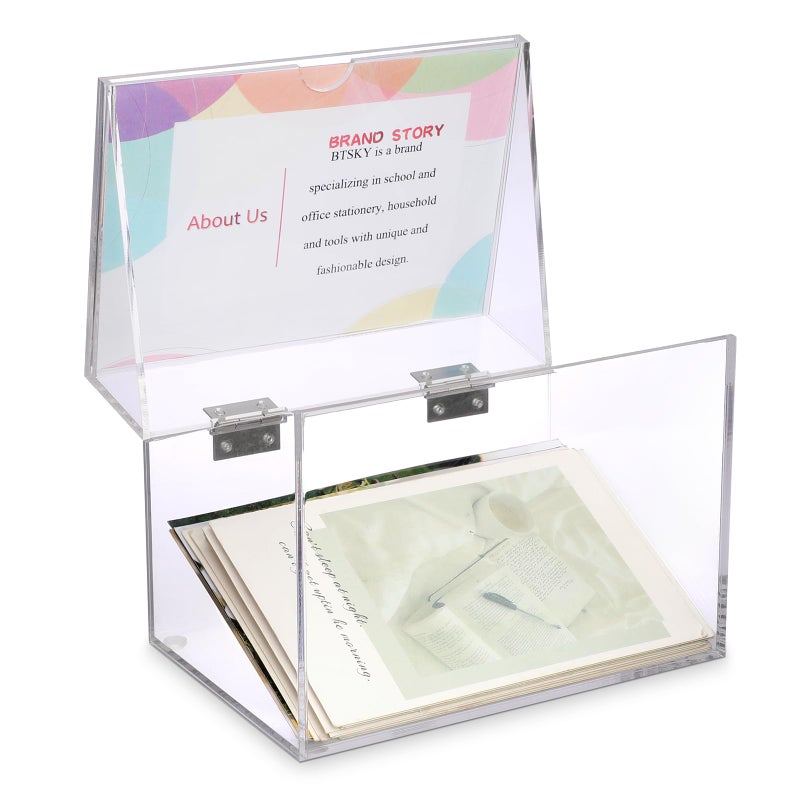 BTSKY Clear Acrylic 4 x 6 inch Index Card Box with Sign Lid Index Card Holder Notecard Box Recipe Card Box Plastic Storage Organizer for Filling Index Cards Note Cards Flashcards Recipes
