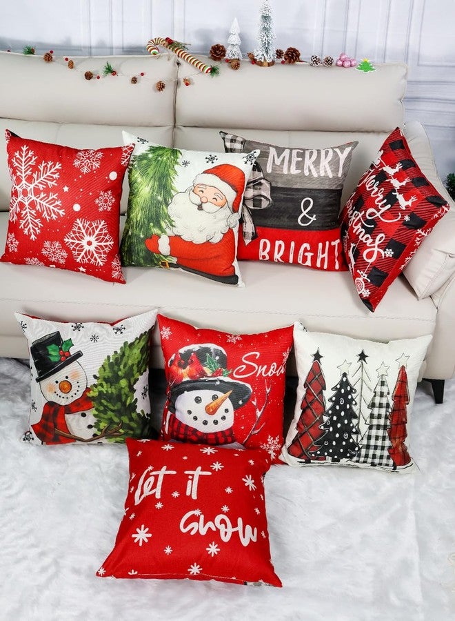 multiwins Christmas Decorations Set of 4 Double-Sided Print Christmas Pillow Covers 18" x 18", with 8 Cute Patterns, Throw Pillow Covers Perfect for Home Christmas Decor - Image 5