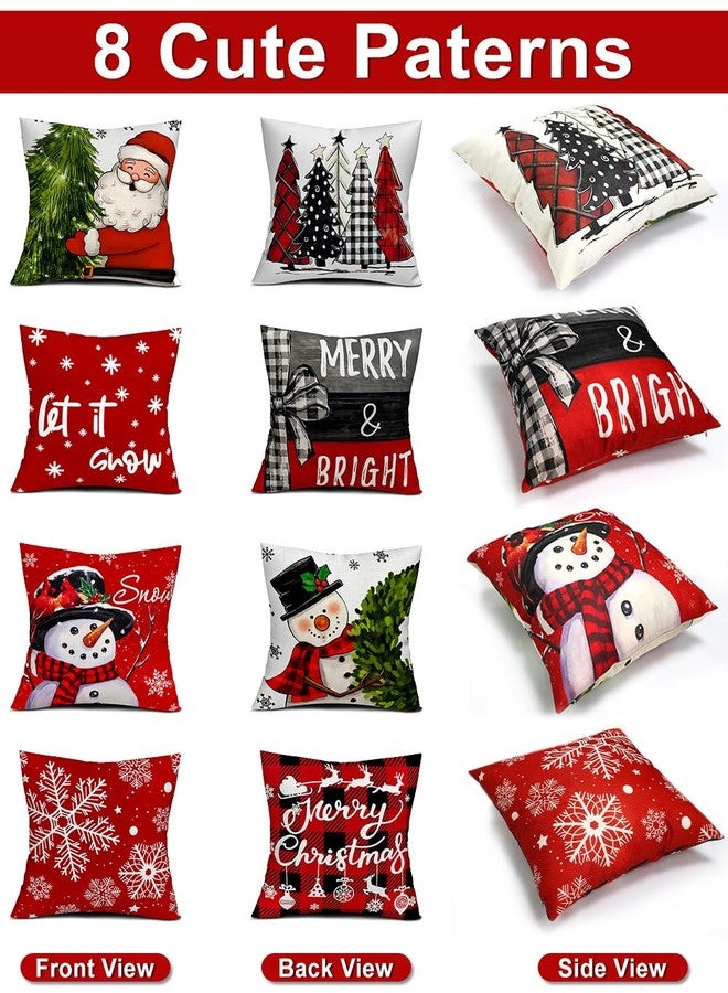 multiwins Christmas Decorations Set of 4 Double-Sided Print Christmas Pillow Covers 18" x 18", with 8 Cute Patterns, Throw Pillow Covers Perfect for Home Christmas Decor - Image 3