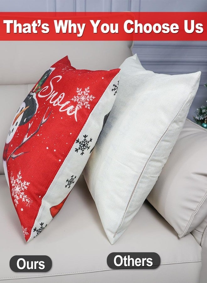 multiwins Christmas Decorations Set of 4 Double-Sided Print Christmas Pillow Covers 18" x 18", with 8 Cute Patterns, Throw Pillow Covers Perfect for Home Christmas Decor - Image 4