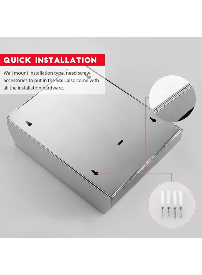 AKC Stainless Steel C-Fold Tissue Dispenser – Compact Wall-Mounted Paper Towel Holder for Restrooms and Commercial Spaces(Silver-L) - Image 4