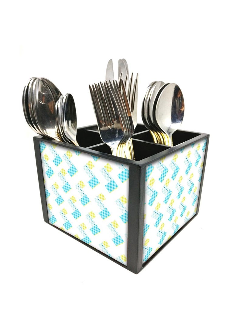 Nutcase Nutcase Designer Cutlery Stand Holder Silverware CaddySpoons Forks Knives Organizer for Dining Table kitchen W575 x H 425 x L55SPOONS NOT INCLUDED Yellow And White  - Image 3