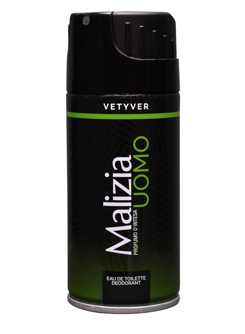 Malizia Uomo Vetyver Eau De Toilette Deodorant For Men 150 ml