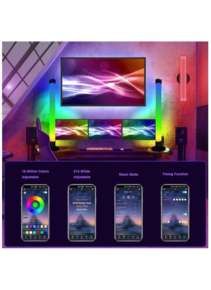 ELTRAZONE Smart LED Light Bar RGB Lights – 16 Million Colors, Bluetooth App Remote Control, 3-in-1 Light Modes, Dynamic Sync for TV, Movies, PC, Gaming Setup – USB Powered, Adjustable Brightness – 2PCS Room Ambience Backlight Kit - Image 4