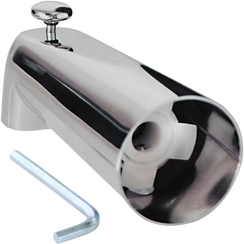 EZFlo 7 Inch SlideOn Zinc Bath Tub Diverter Spout with Set Screw and Hex Wrench Chrome 15069