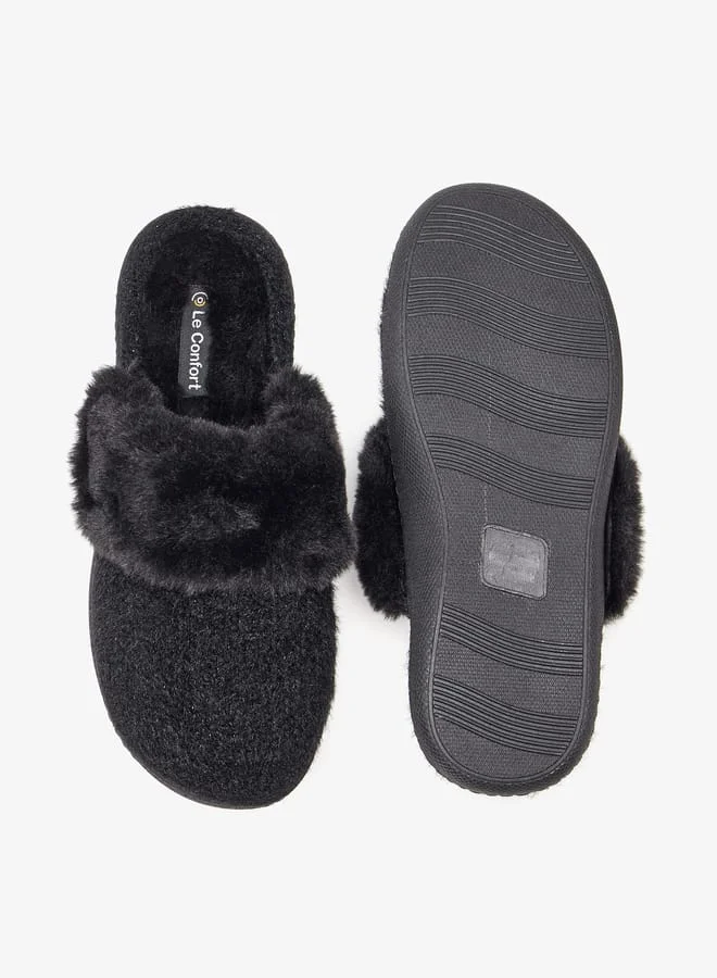 لو كونفورت Women Faux Fur Slip-On Bedroom Mules