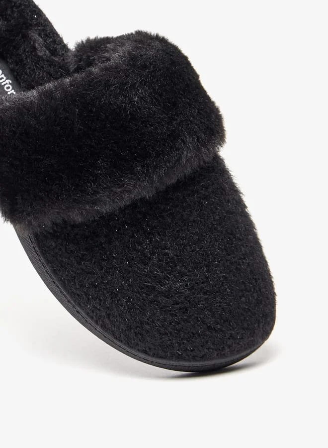 لو كونفورت Women Faux Fur Slip-On Bedroom Mules