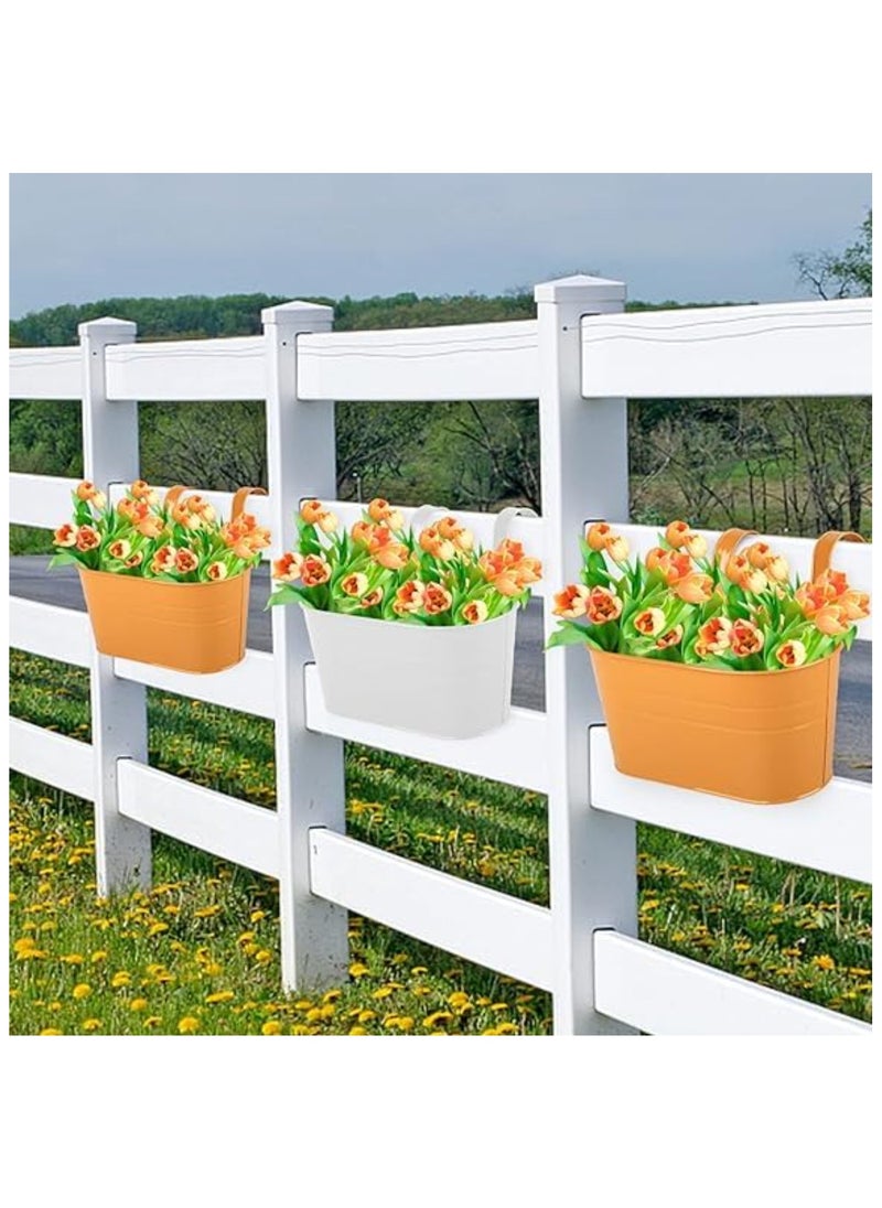 Alissa 3 Pieces Metal Iron Hanging Flower Pots Garden Pots Balcony Planters Metal Bucket Flower Holders Wall Hanging Decor Pot (Random Color)  - Image 3