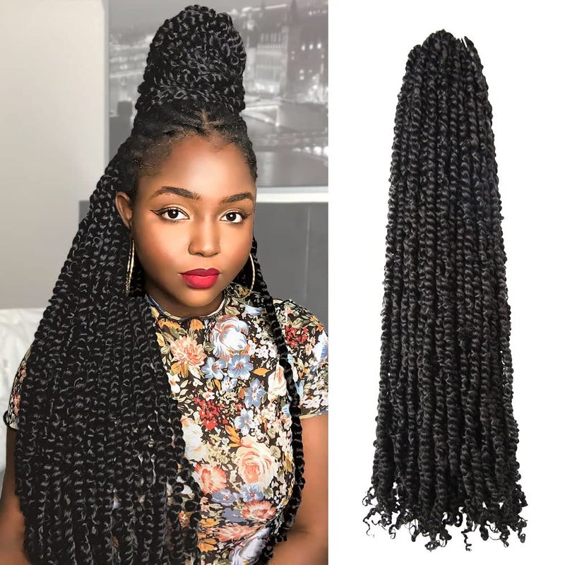 BOHOBABE 36 Inch Pretwisted Passion Twist Hair 8 Packs Super Long Prelooped Crochet Passion Twist Braiding Hair Soft Bohemian Twists 1B