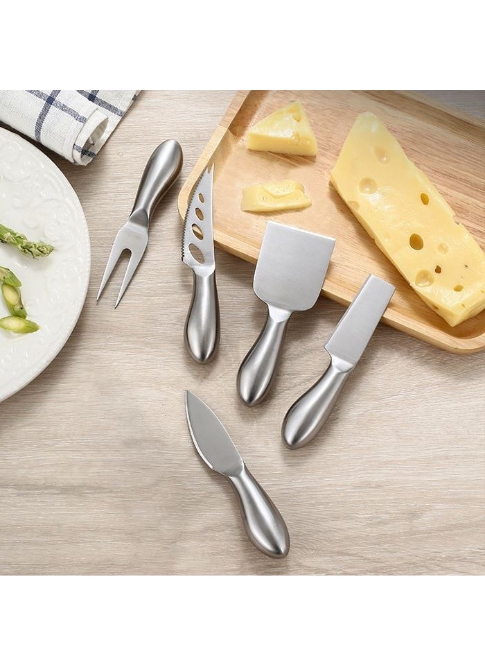 Chavin Stainless Steel 5 Piece Silver Cheese Knife Set Cheese Slicer CIN621BY  - Image 5