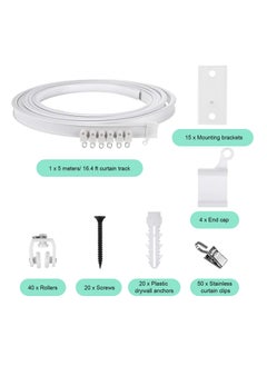 Y&D Curved Ceiling Curtain Track Bendable Mount for Rail Bunk Bed Bay Window Room Divider Flexible Straight (White, 5 m/ 16.4 ft)  - Image 2