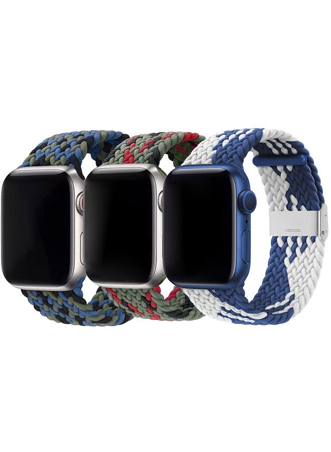 CATANES 3 Packs Replacement Band for Apple Watch Band 38mm 40mm 41mm (42mm Series 10) – Nylon Braided Elastic Band - Image 2