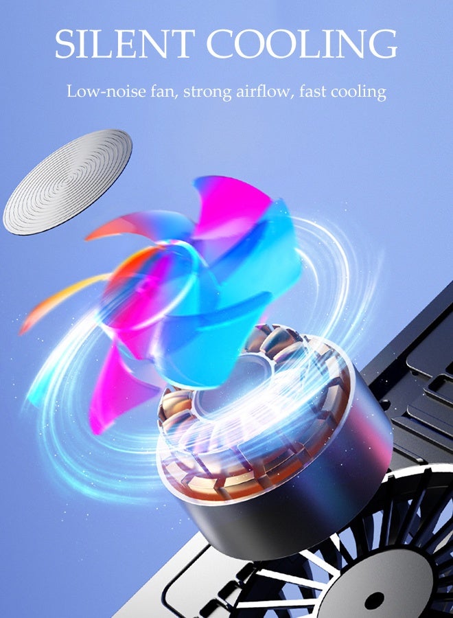 DUNISO Portable Notebook Radiator Holder Folding Laptop Holder 2 Ultra Quiet Fans Height Adjustable Laptop Cooling Pad with Non-slip Groove Stand Ergonomic Comfort Notebook Cooler  - Image 3