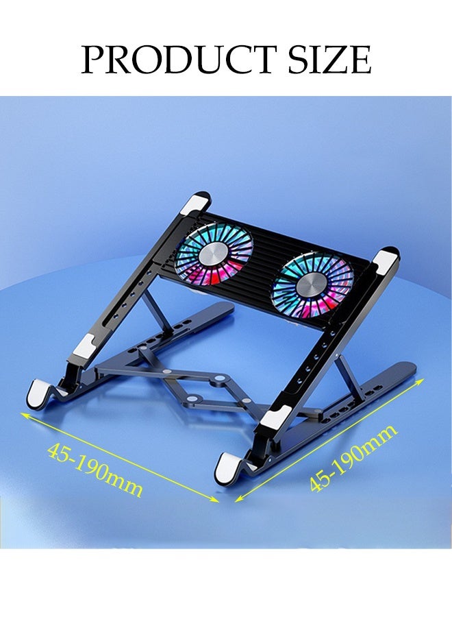 DUNISO Portable Notebook Radiator Holder Folding Laptop Holder 2 Ultra Quiet Fans Height Adjustable Laptop Cooling Pad with Non-slip Groove Stand Ergonomic Comfort Notebook Cooler  - Image 4