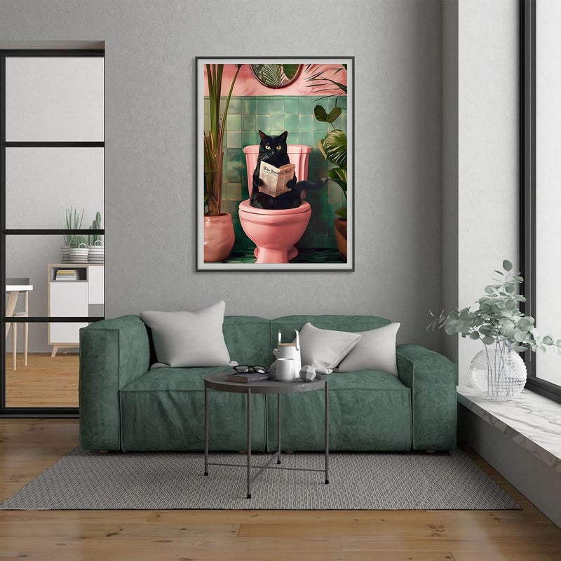 ARPADAMO Diamond Art Kits for Adults,5D Cat Diamond Painting DIY Black Cat Diamond Art Diamond Painting Kits for Adult,Round Full Drill Diamonds, Diamond Art Kits for Home Decor-12x16inch - Image 2