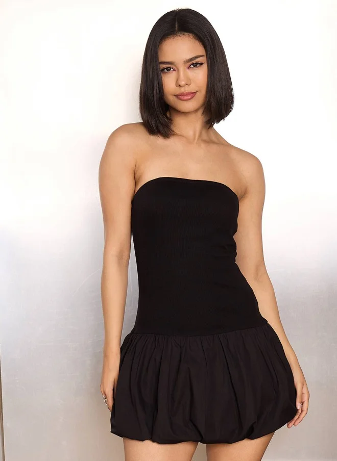 ساسافراس Off-Shoulder Black Balloon Dress for Women