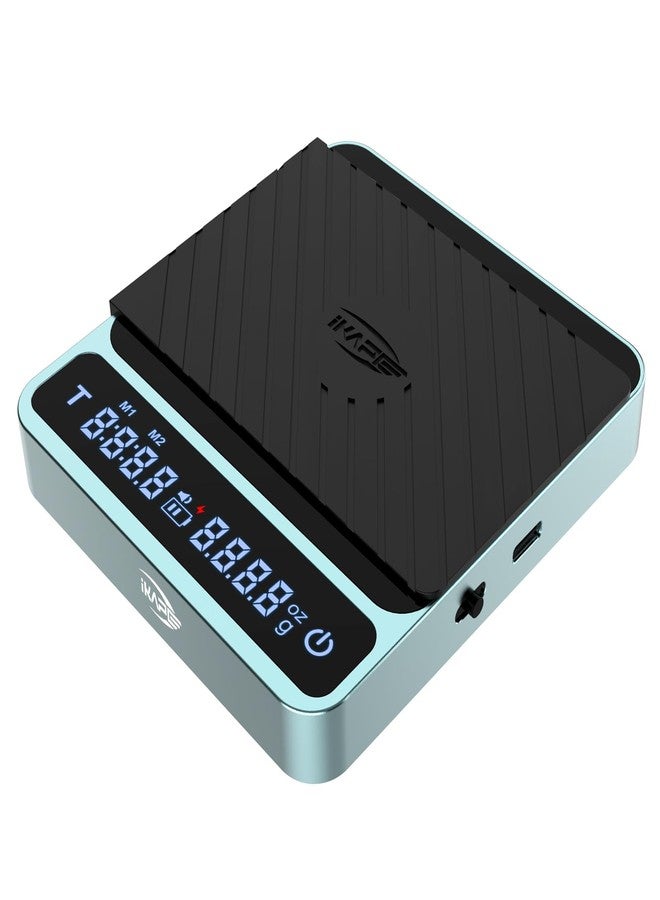 IKAPE Digital Coffee Scale, Premium Aluminium Espresso Scales with Timer, 2kg/0.1g High Precision Rechargeable Drip Espresso Scale with Tare Function, LED Display(Green) - Image 1