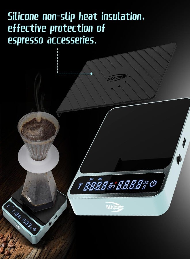 IKAPE Digital Coffee Scale, Premium Aluminium Espresso Scales with Timer, 2kg/0.1g High Precision Rechargeable Drip Espresso Scale with Tare Function, LED Display(Green) - Image 5